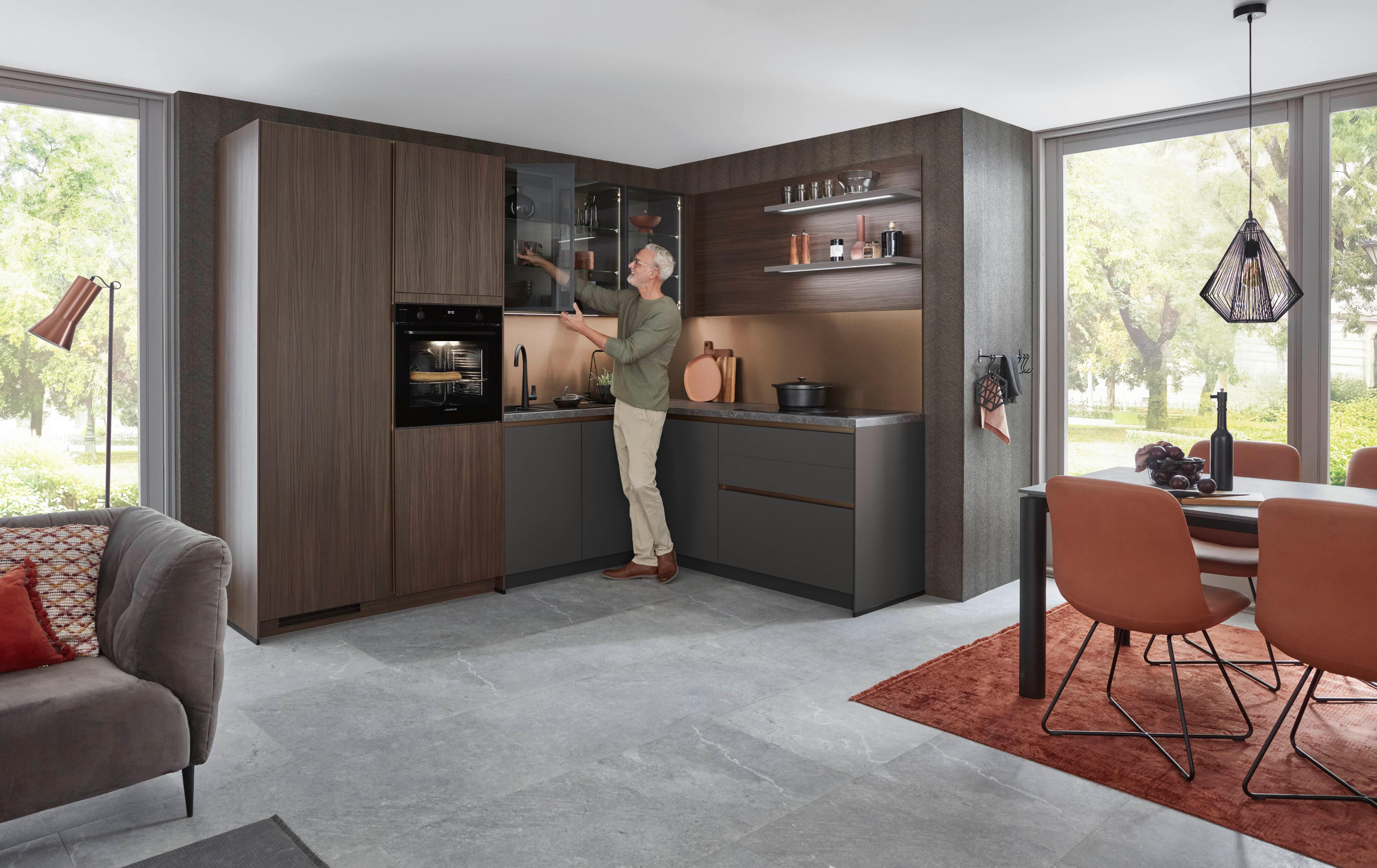 Eckküche Sidney/singapur - Schieferfarben/Schlammfarben, Design, Holzwerkstoff (285/206cm) - Vertico