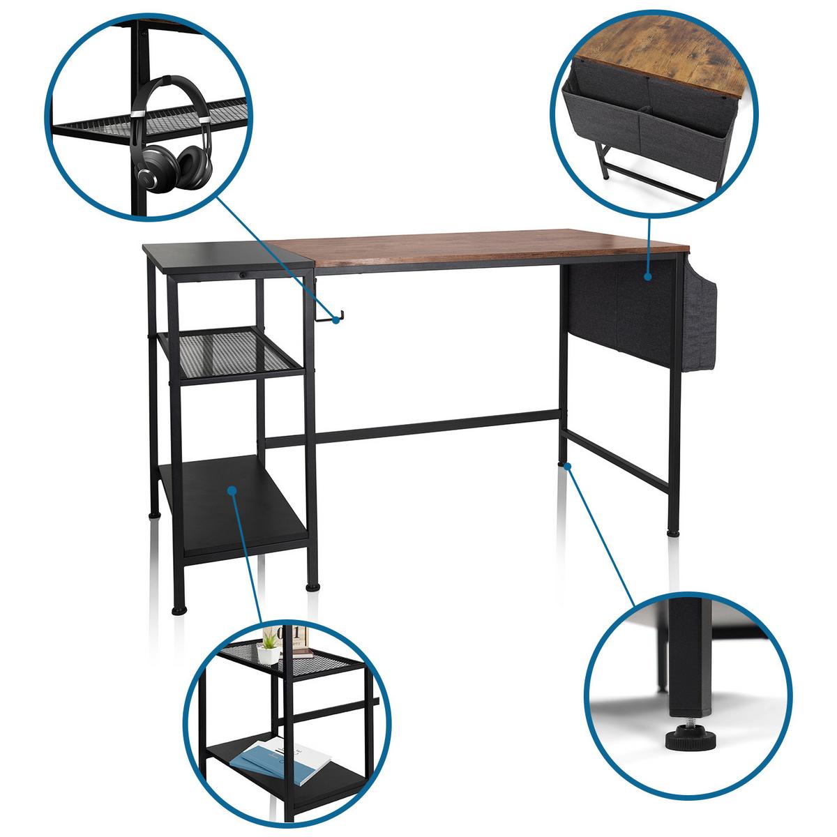 Schreibtisch B 60cm H 76cm Workspace Braun/schwarz - Schwarz/Braun, Basics, Holzwerkstoff/Metall (120/60/76cm) - MID.YOU