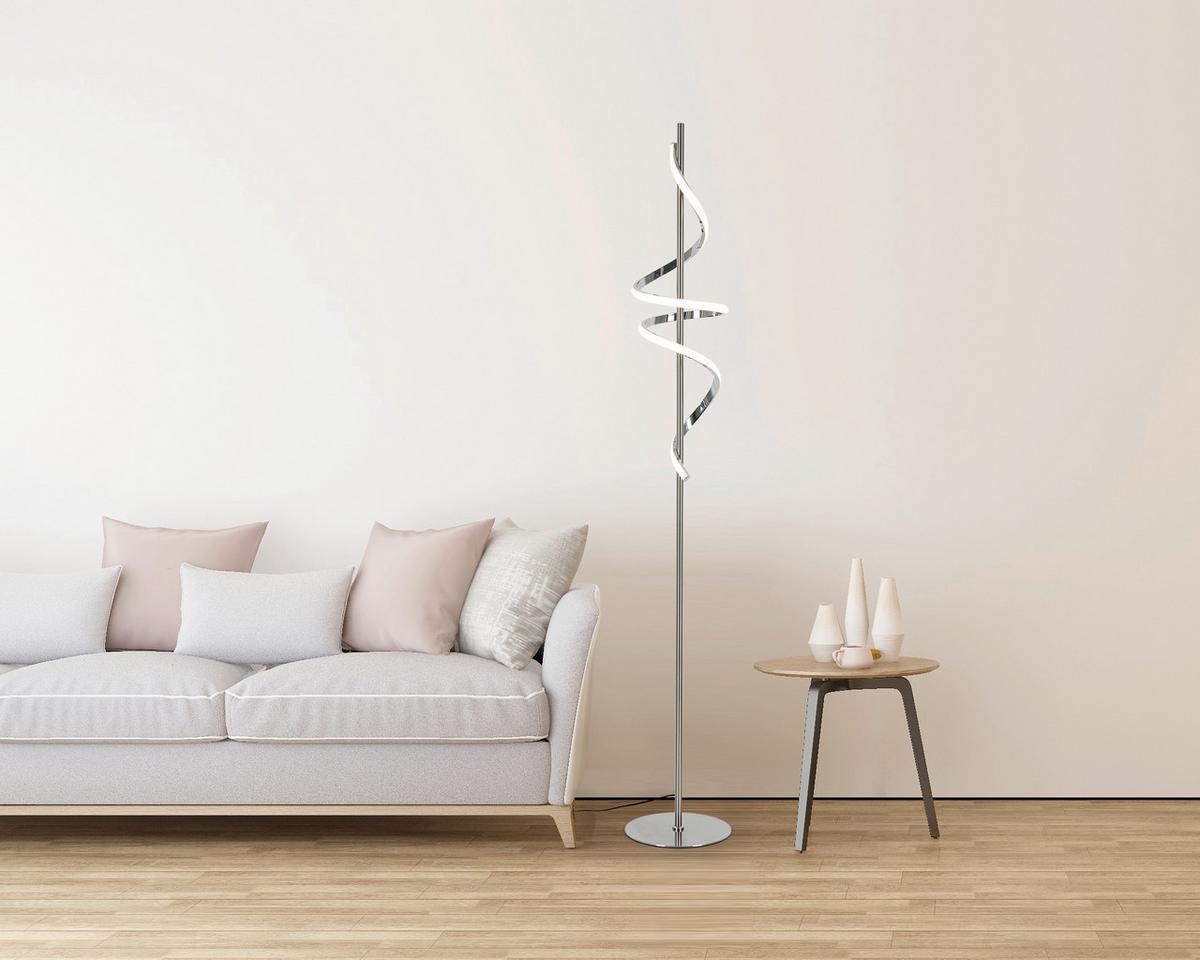 STOJACÍ LED SVÍTIDLO LINA - barvy chromu/barvy niklu, Moderní, kov/plast (23/23/151cm) - Mömax