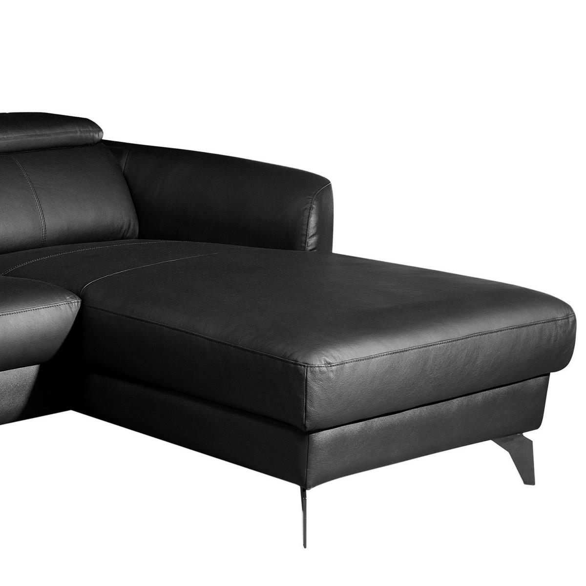 Ecksofa Berne Schwarz S: 261x183 Cm - Schwarz, Design, Leder/Textil (261/183cm) - Livetastic