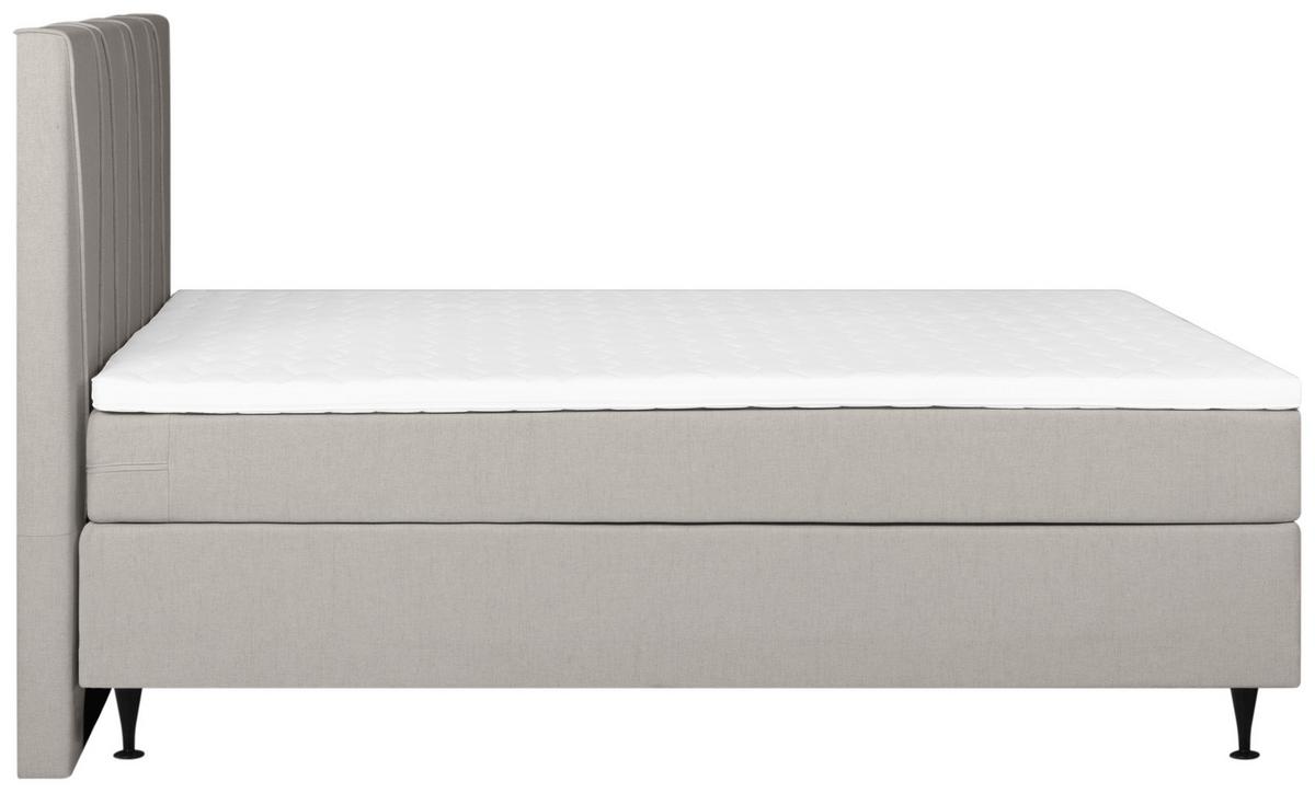Boxspringbett Mit Topper 180x200 Cm Wels, Beige - Beige/Schwarz, MODERN, Textil (180/200cm) - MID.YOU