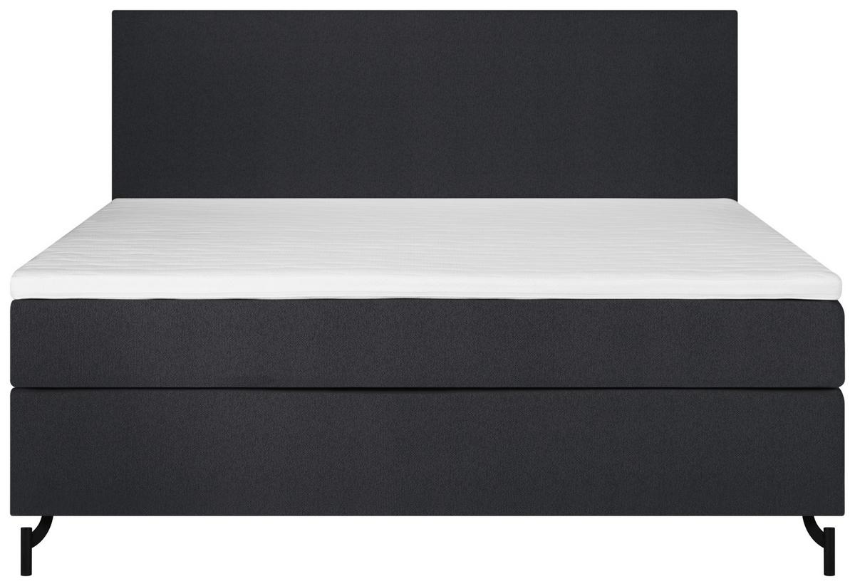 Boxspringbett mit Topper 140x200 cm Linz, Schwarz - Schwarz, MODERN, Textil (140/200cm) - MID.YOU