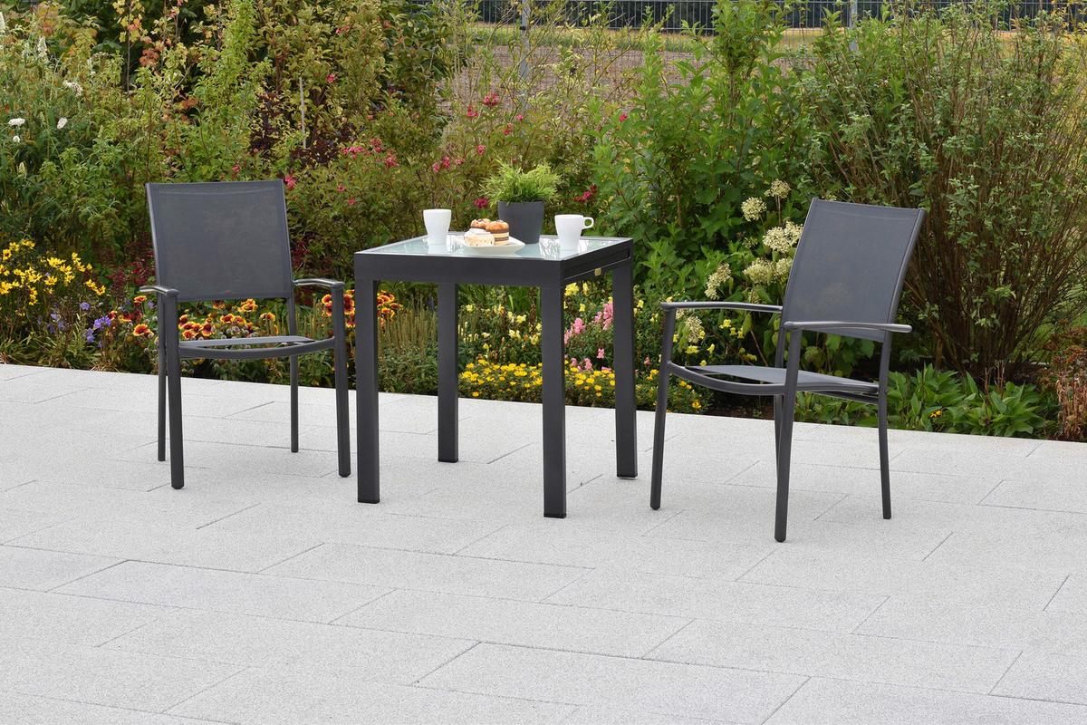 Gartenset Milano - Graphitfarben/Grau, MODERN, Textil/Metall - Gardenson
