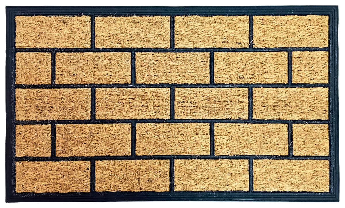 Lábtörlő Kb. 45/75cm - fekete/világosbarna, Basics, műanyag/természetes anyagok (45/75cm) - Best Price