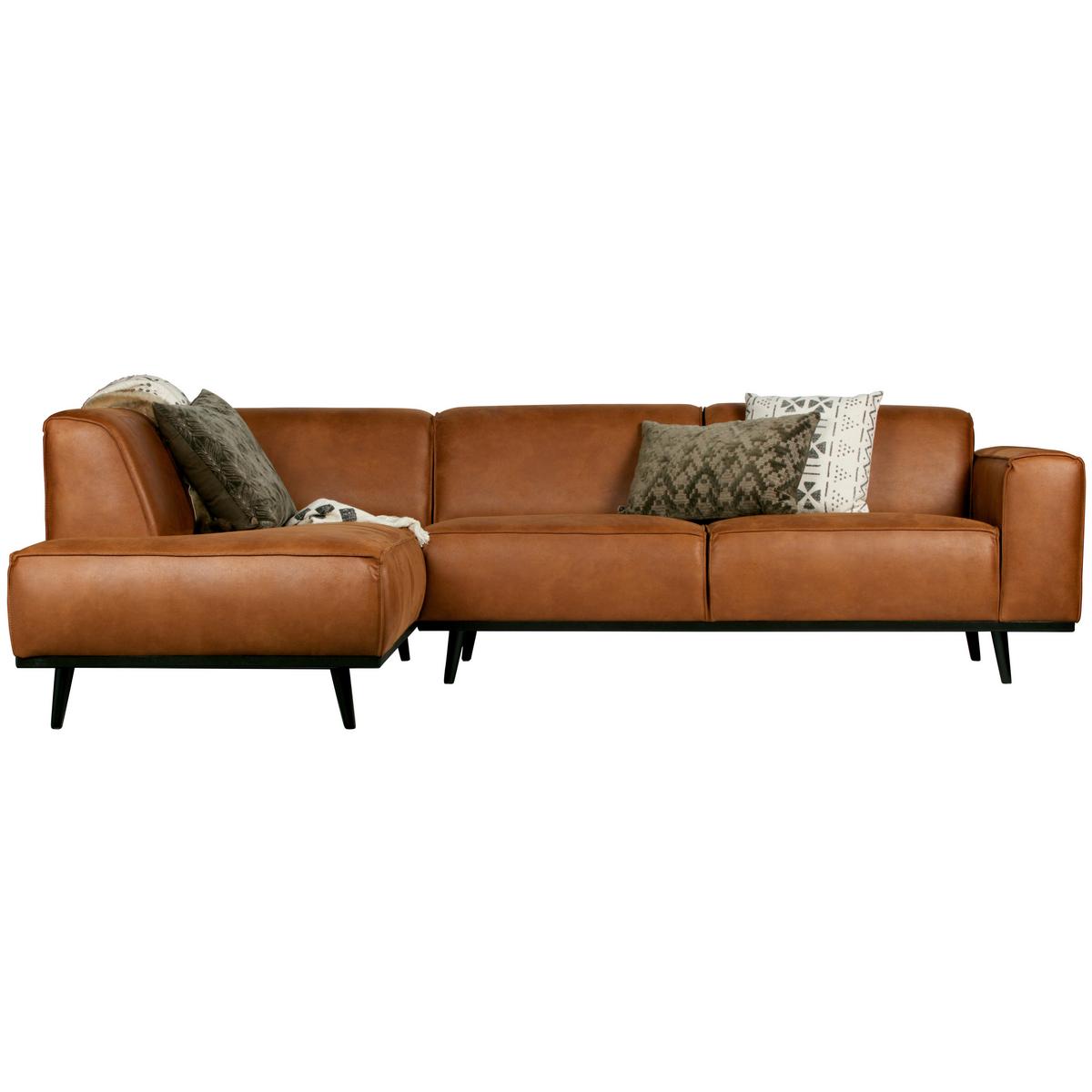 ECKSOFA Statement Cognac S: 210x274cm - Cognac/Schwarz, Design, Leder/Textil (210/274cm) - Livetastic