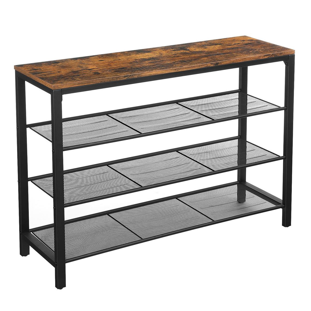 Regál na boty hnědá, černá - černá/hnědá, Trend, kov/kompozitní dřevo (100/72/30cm) - Boxxx