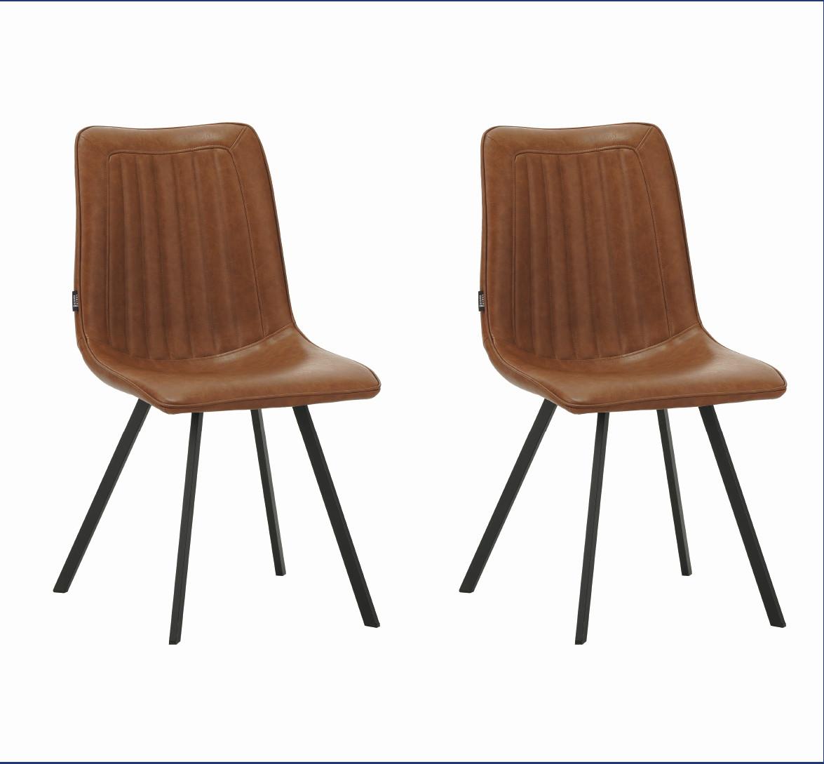 STUHL-SET Liano Cognac, B: 45,5 cm - Cognac/Schwarz, MODERN, Textil/Metall (45,5/89,5/60cm) - MID.YOU