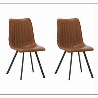 STUHL-SET Liano Cognac, B: 45,5 cm - Cognac/Schwarz, MODERN, Textil/Metall (45,5/89,5/60cm) - MID.YOU