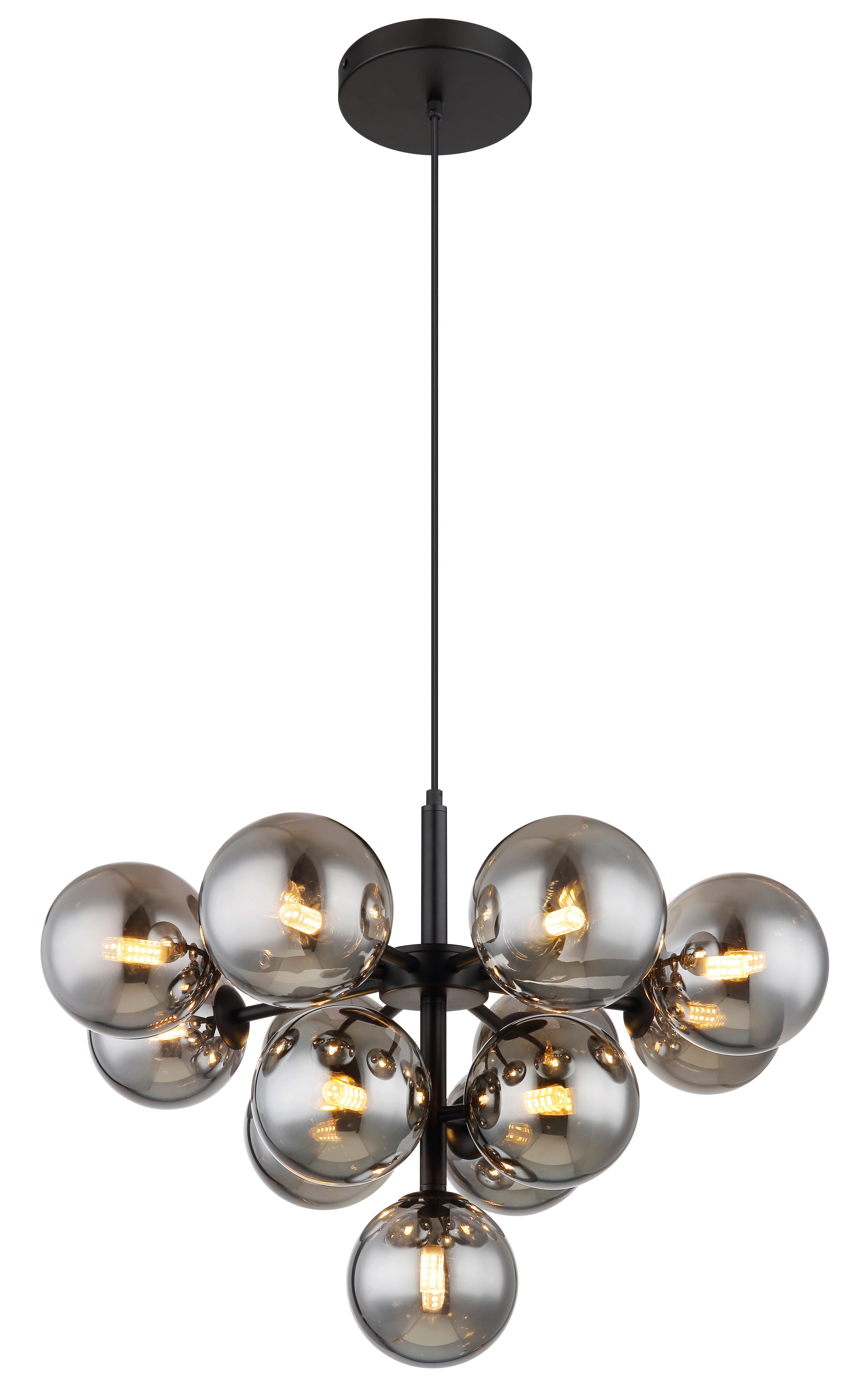 Függőlámpa 56143-13 - fekete, Design, Üveg/fém (56/120cm) - Globo