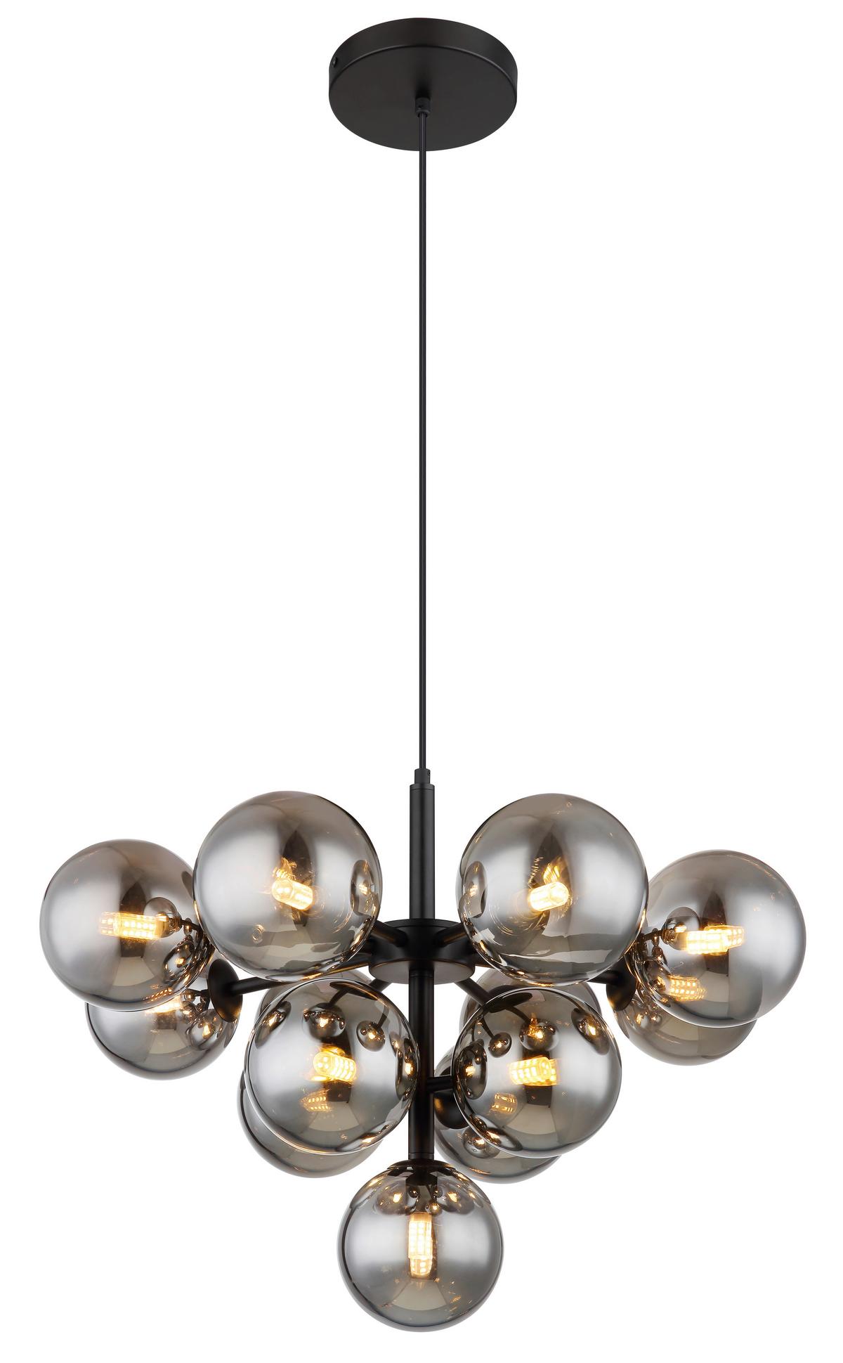 Függőlámpa 56143-13 - fekete, Design, Üveg/fém (56/120cm) - Globo
