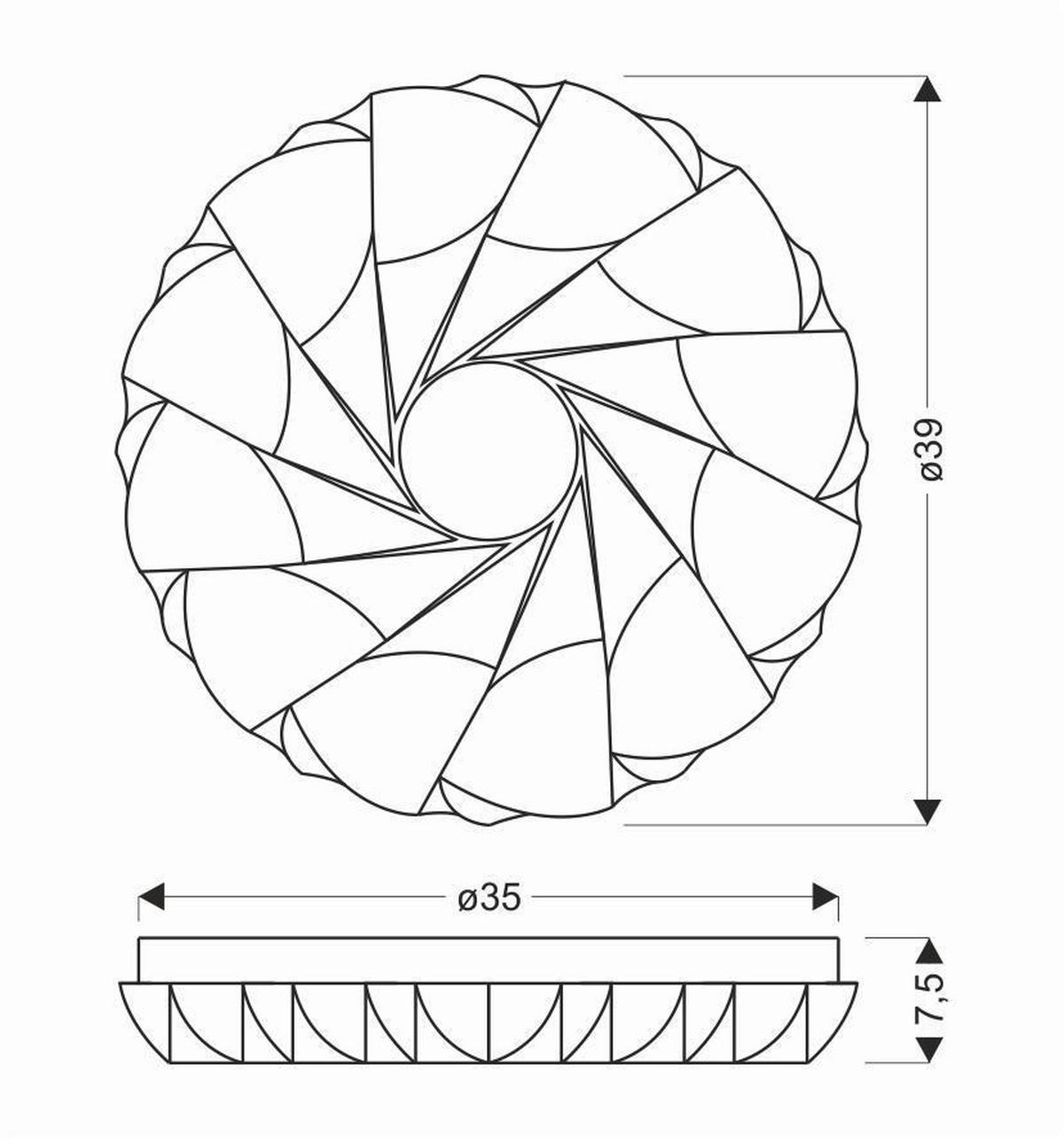 Led-deckenleuchte 13-24930 Cake - Weiß, KONVENTIONELL, Kunststoff/Metall (39/39/7.5cm)