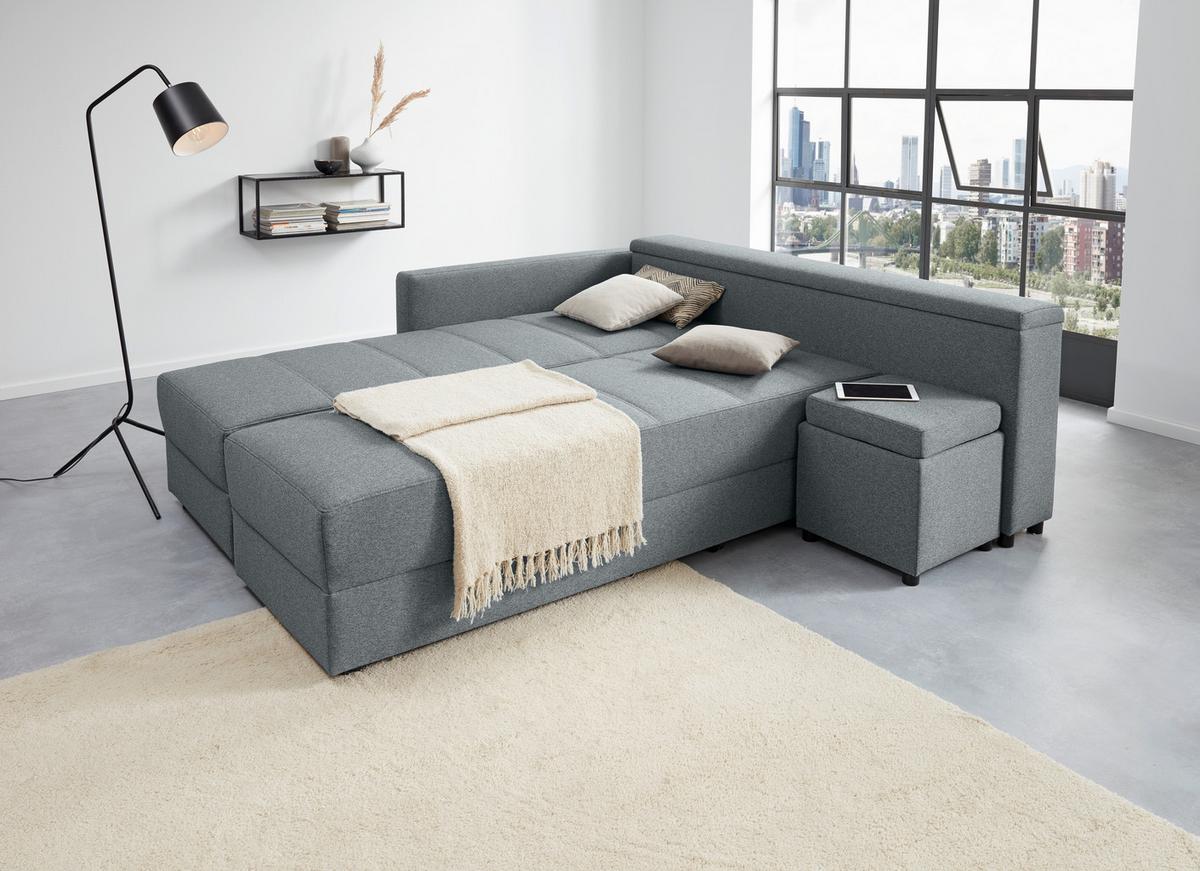 Ecksofa Looks IIi - Dunkelgrau/Schwarz, Design, Textil (287/229cm) - LOOKS by W.Joop