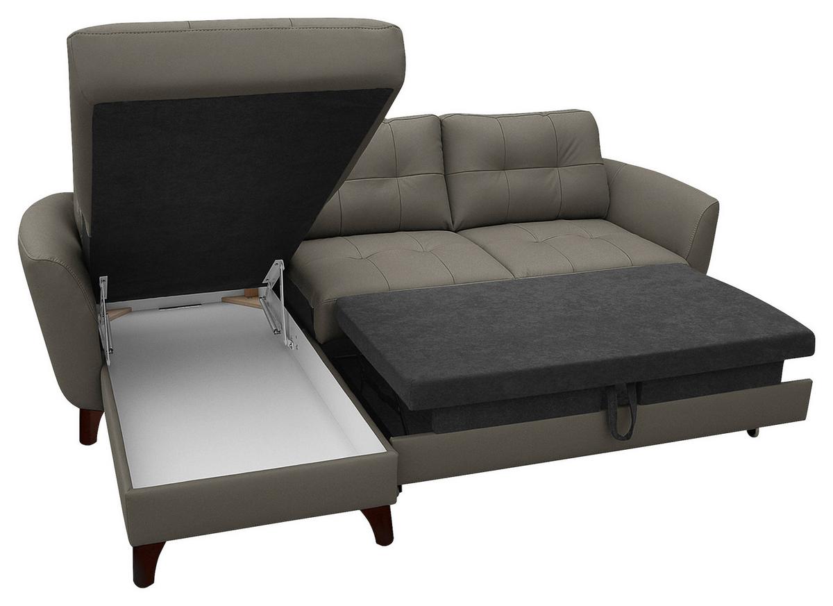 Ecksofa Nordic Schlammfarben S: 168x238 cm - Schlammfarben/Buchefarben, Design, Leder/Textil (168/238cm) - Livetastic