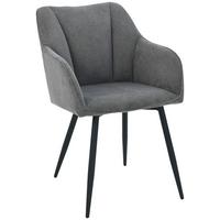 Armlehnstuhl Caro Grau Gepolstert - Schwarz/Grau, KONVENTIONELL, Holz/Textil (55/83/61cm) - Nedis SmartLife