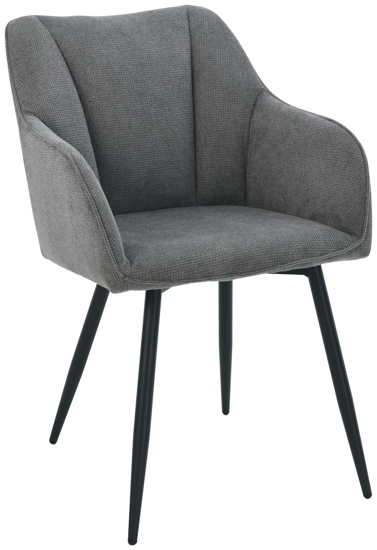 Armlehnstuhl Caro Grau Gepolstert - Schwarz/Grau, KONVENTIONELL, Holz/Textil (55/83/61cm) - Nedis SmartLife