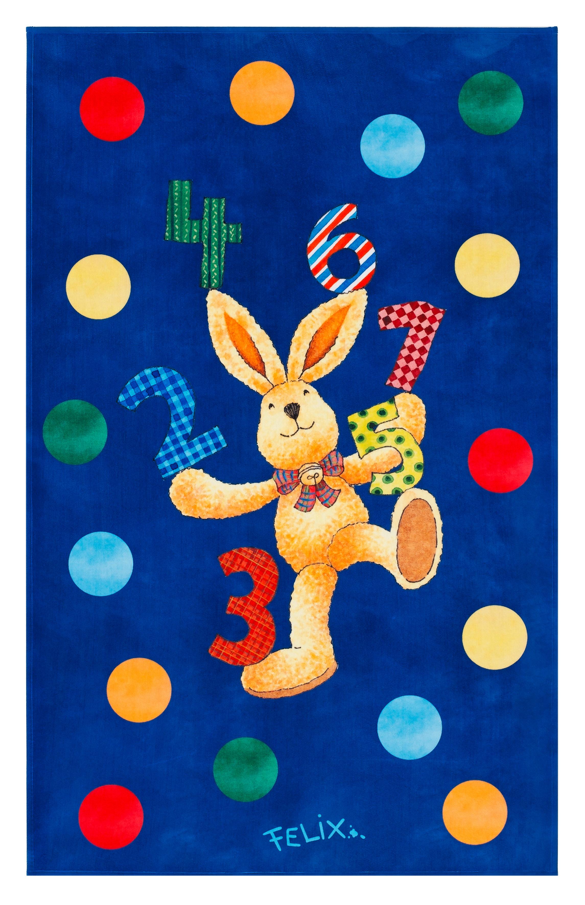 Kinderteppich Felix Der Hase Blau/bunt 100x160 Cm - Dunkelblau, Trend, Textil (100/160cm)
