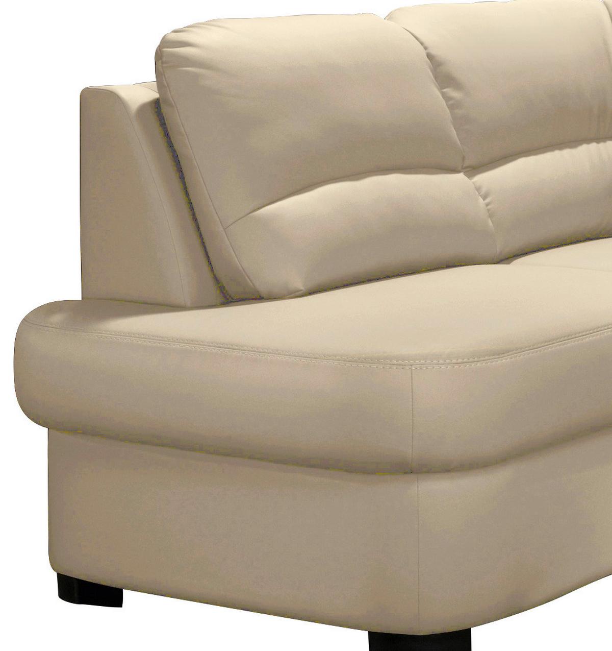Ecksofa Schlaffunktion Danilo M. Bettkasten Beige Lederlook - Beige/Schwarz, KONVENTIONELL, Textil (240/45/165cm) - MID.YOU