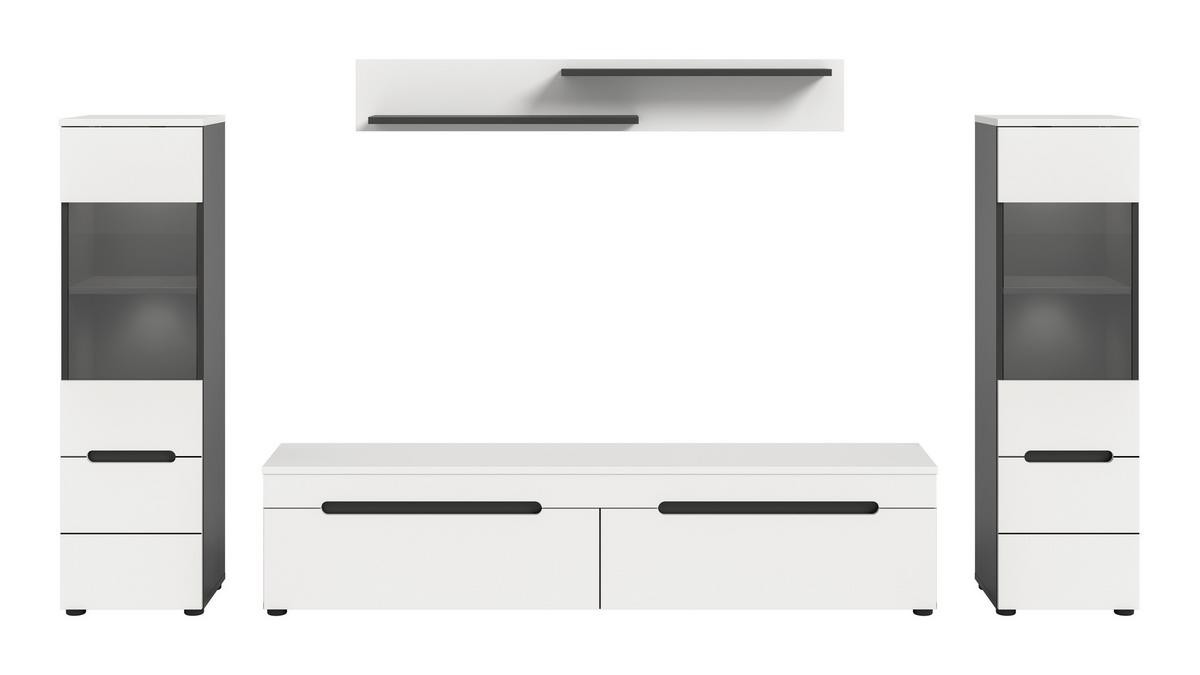 WOHNWAND Canu Weiß B: 272cm - Schwarz/Weiß, Design, Holzwerkstoff (272/141/33cm) - Livetastic