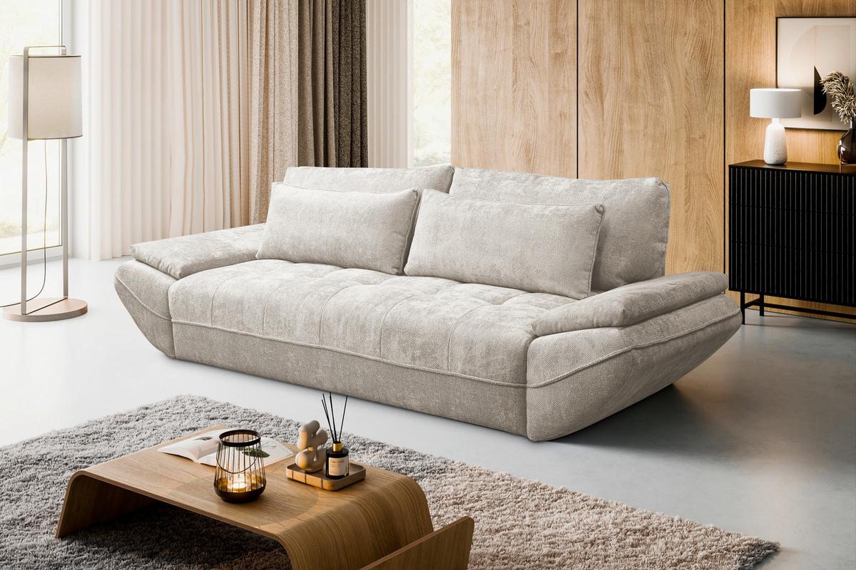 Schlafsofa Elma Sandfarben B: 280cm - Sandfarben/Schwarz, KONVENTIONELL, Holz/Holzwerkstoff (280/73-93/107cm) - MID.YOU