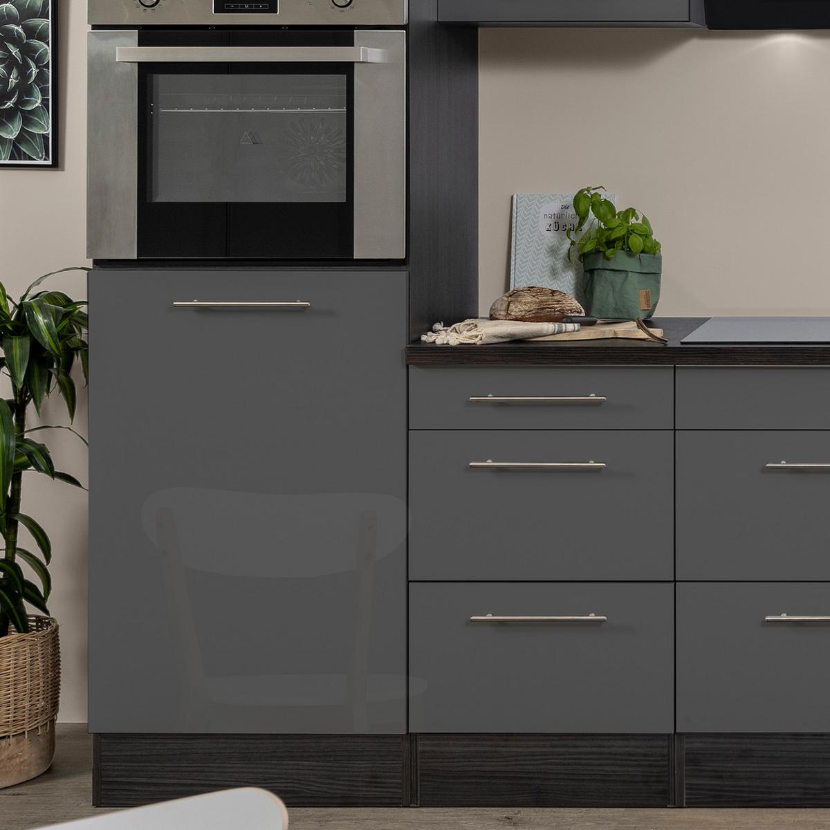 Küchenzeile mit Geräten 270 cm Grau - Eichefarben/Grau, Basics, Holzwerkstoff (270cm) - Respekta