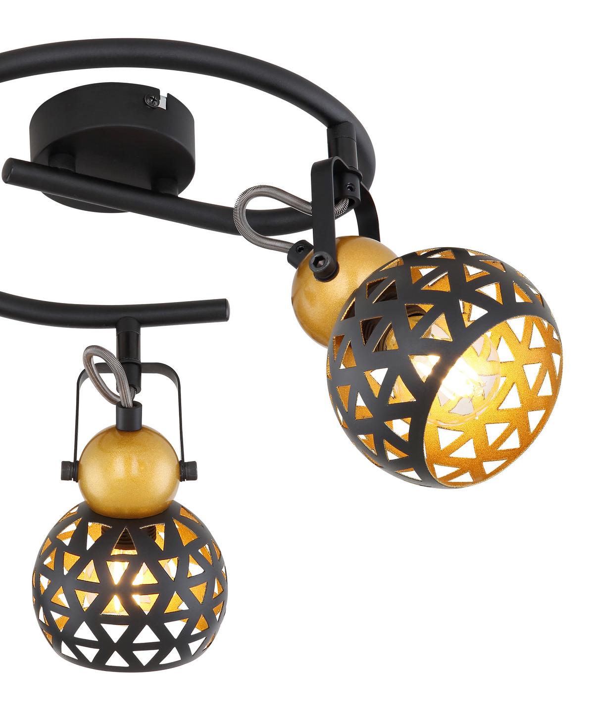 Strahler Sarra 3-flammig Verstellbar Ø 25 Cm - Goldfarben/Schwarz, Basics, Metall (25/17,5cm) - Globo