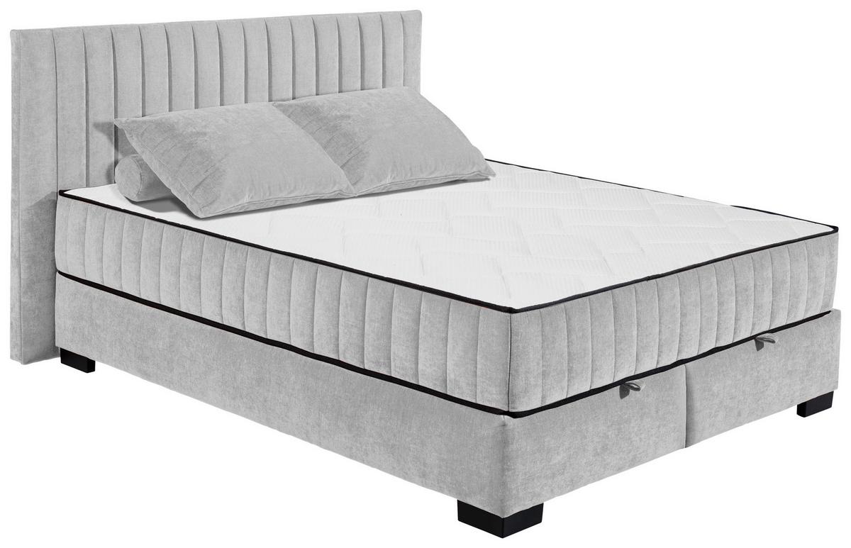 Boxbett Nagol C - Hellgrau/Schwarz, MODERN, Holzwerkstoff/Textil (160/200cm) - MID.YOU