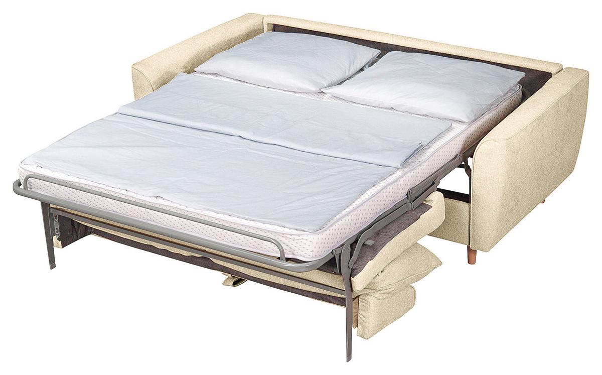 Schlafsofa Winter Creme B: 195 cm - Buchefarben/Creme, Design, Textil (195/90/102cm) - Livetastic