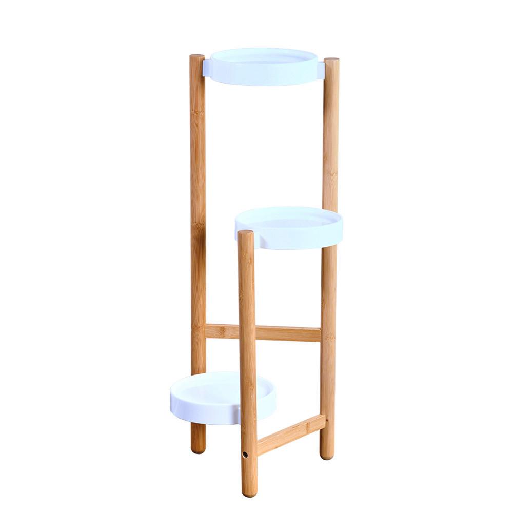 Blumenständer Bambus, Weiß, Braun, BxHxT: 28x70x34 cm - Braun/Weiß, Basics, Holz/Kunststoff (28/70/34cm) - Kesper