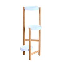 Blumenständer Bambus, Weiß, Braun, BxHxT: 28x70x34 cm - Braun/Weiß, Basics, Holz/Kunststoff (28/70/34cm) - Kesper