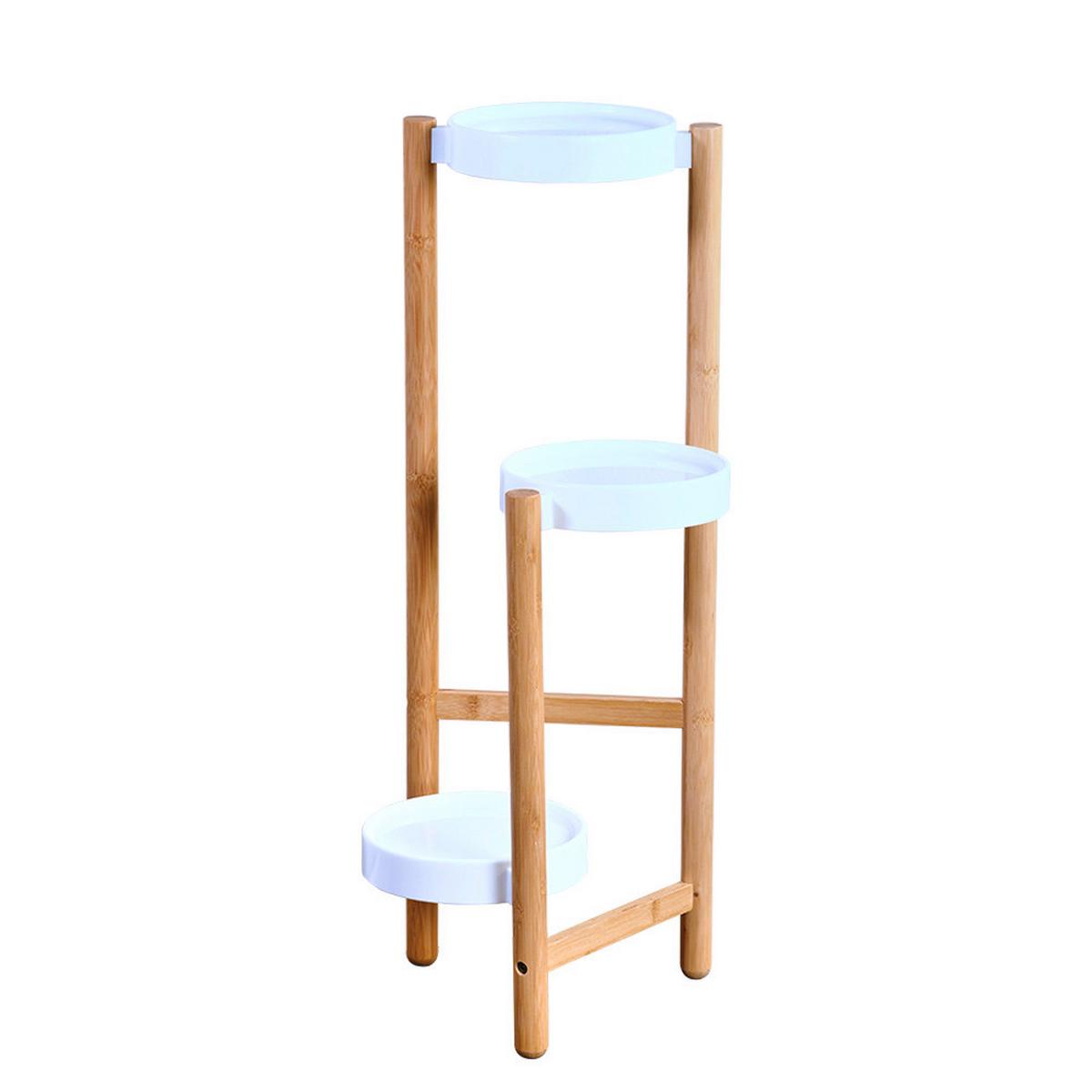 Blumenständer Bambus, Weiß, Braun, BxHxT: 28x70x34 cm - Braun/Weiß, Basics, Holz/Kunststoff (28/70/34cm) - Kesper
