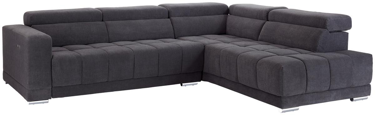 Ecksofa mit Relaxfunktion Hogan Ra, Grau - Silberfarben/Grau, MODERN, Holz/Textil (299/212cm) - Livetastic