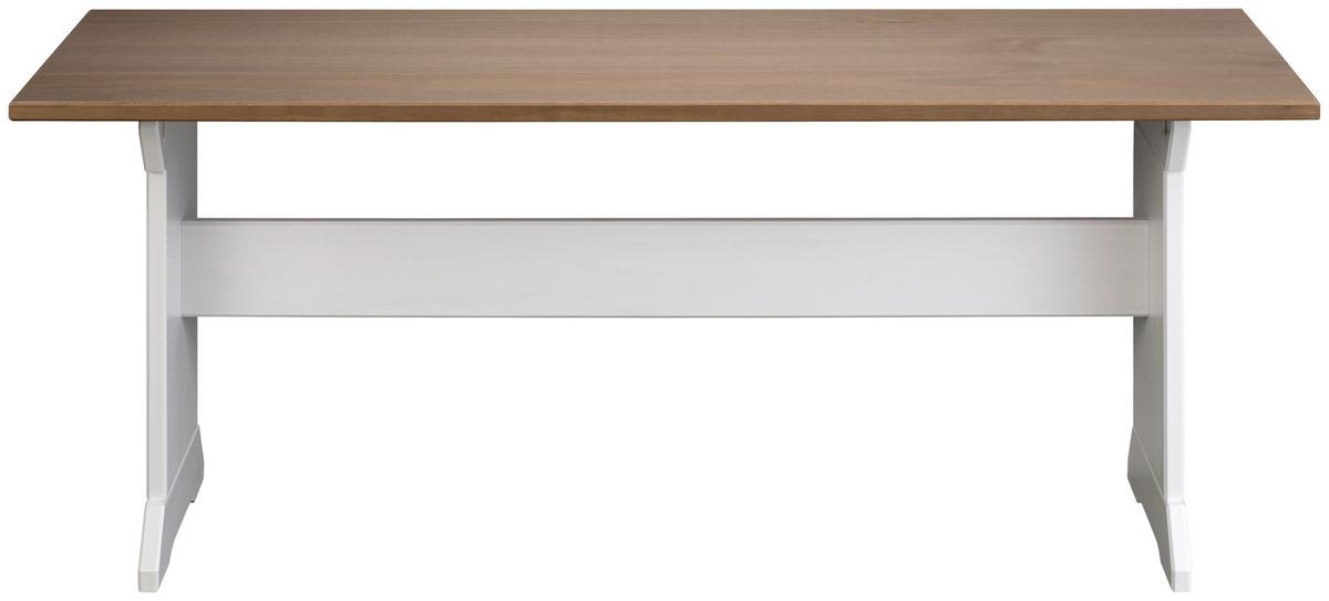 Sitzbank Holz Kiefer Massiv Braun/weiß Westerland B: 110cm - Weiß/Braun, KONVENTIONELL, Holz (110/45/37cm) - MID.YOU