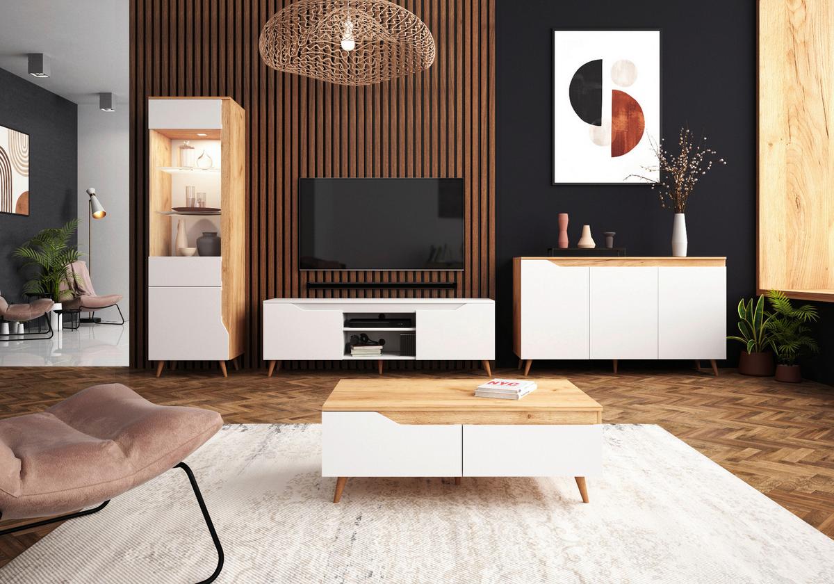 Lowboard Tree Weiß B: 157 Cm - Buchefarben/Weiß, Design, Holzwerkstoff (157/52/40cm) - Livetastic