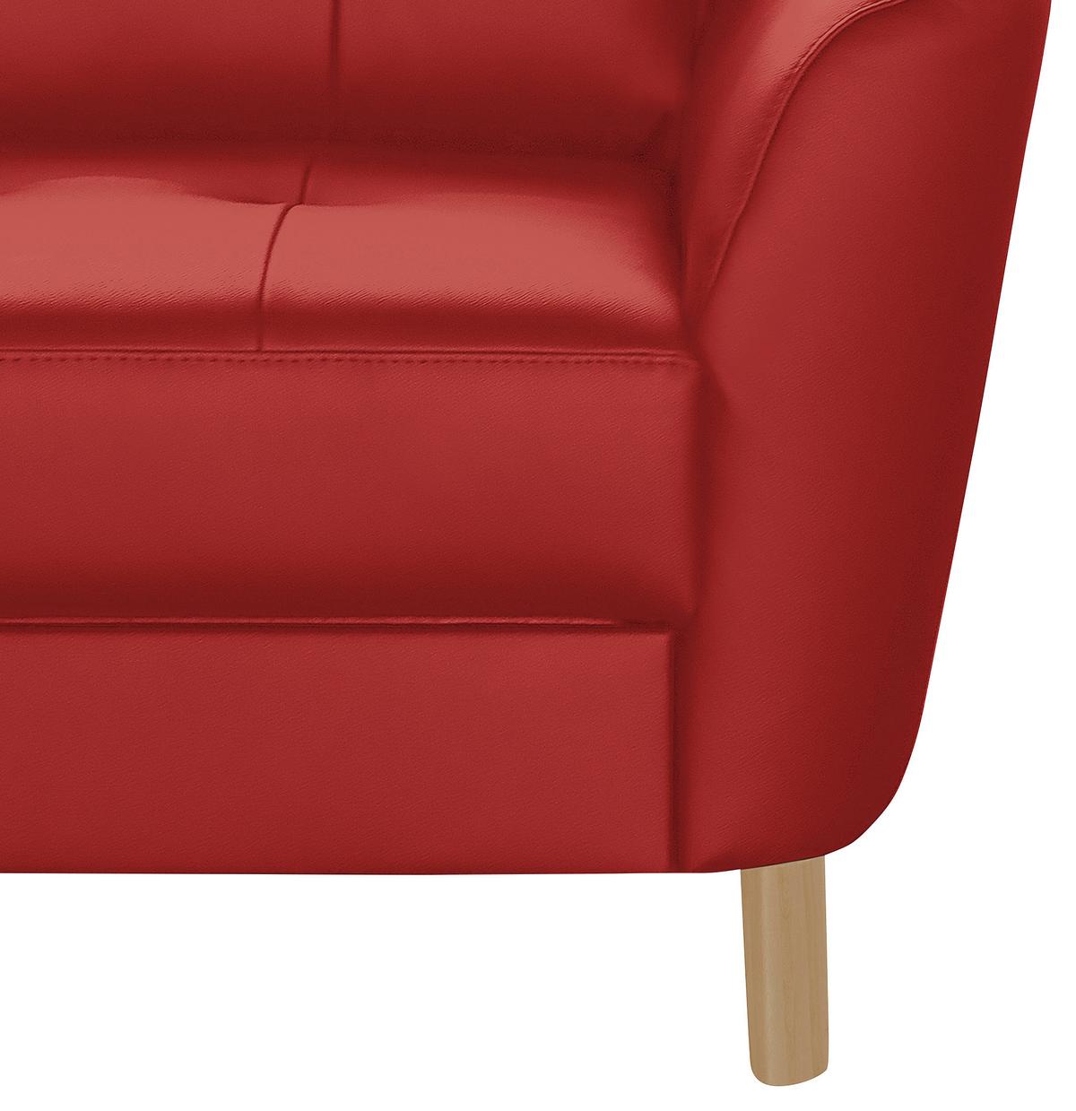 Ecksofa Nordic Rot S: 190x236 cm - Buchefarben/Rot, Design, Leder/Textil (190/236cm) - Livetastic