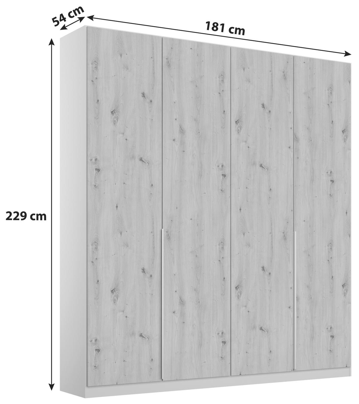 Drehtürenschrank 181 Cm Alabama Extra Hellgrau - Hellgrau/Eiche Artisan, MODERN, Holzwerkstoff (181/229/54cm)