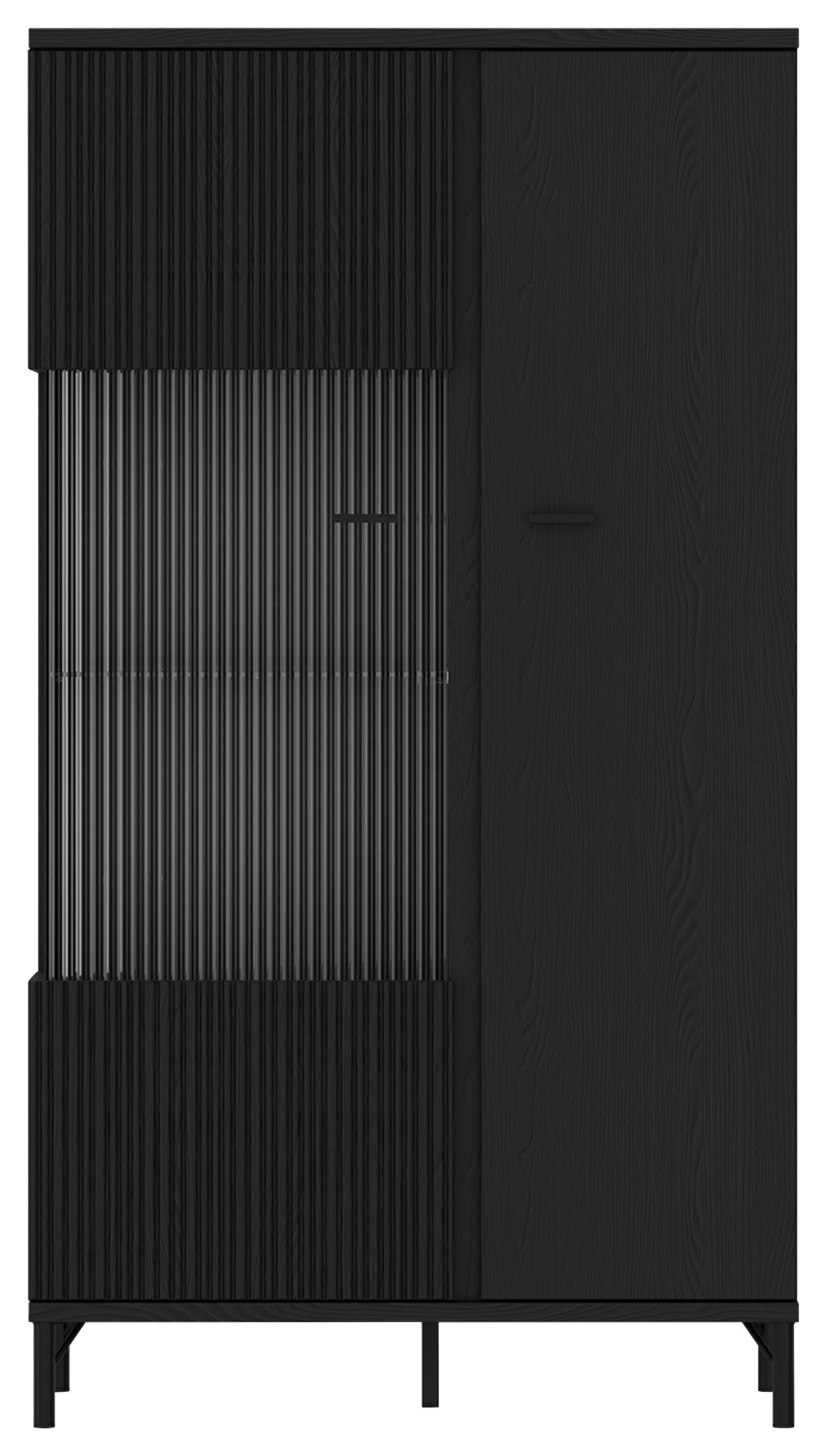 Vitrine Lusaka Schwarz B: 87 cm - Schwarz, Trend, Glas/Holzwerkstoff (87/158/40cm)