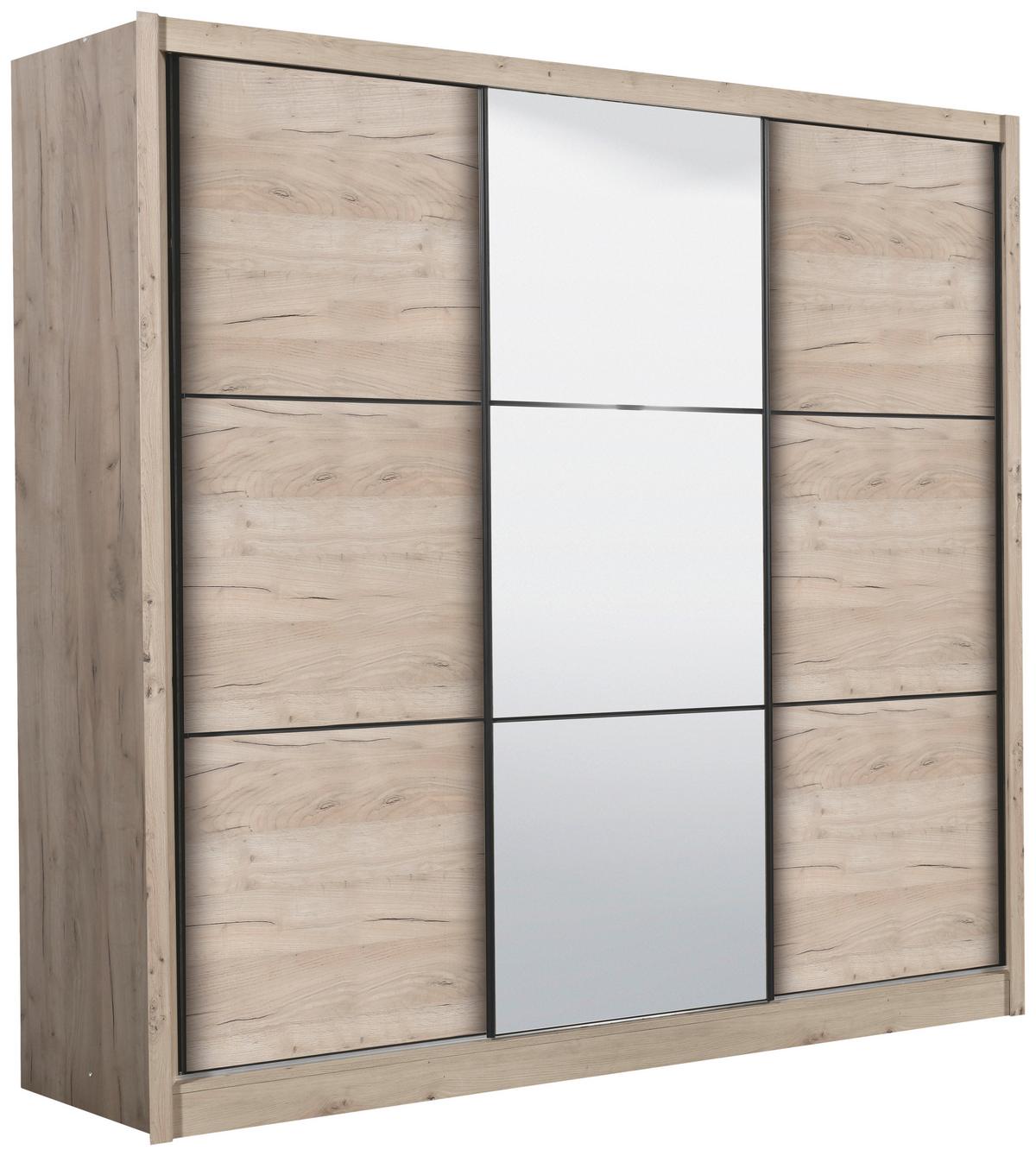 Tolóajtós Szekrény Navara 242/215,5 Cm - tölgyfa színű, Basics (242/215,5/60,5cm)