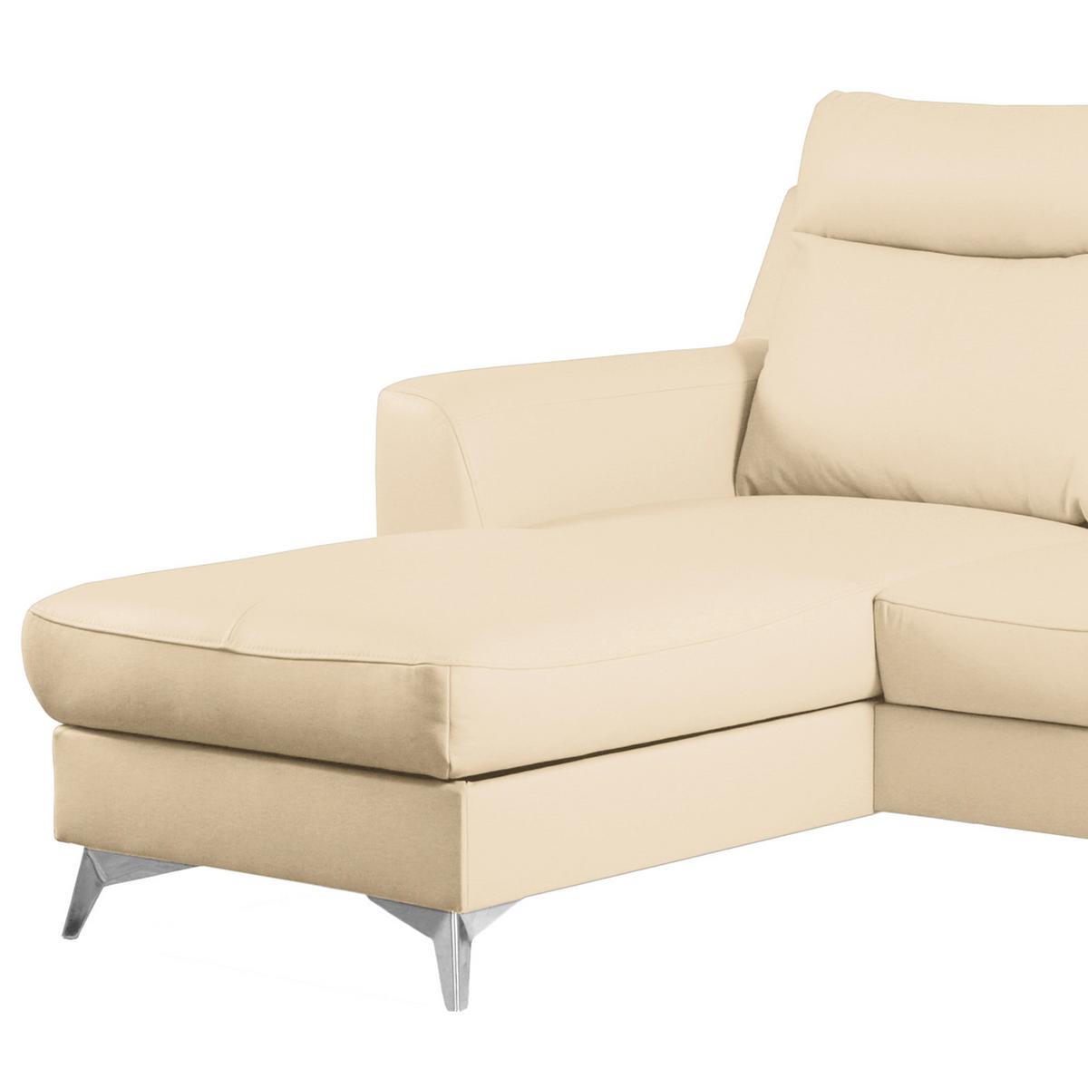 Ecksofa Gio Beige S: 168x236 Cm - Chromfarben/Beige, Design, Leder/Textil (168/236cm) - Livetastic