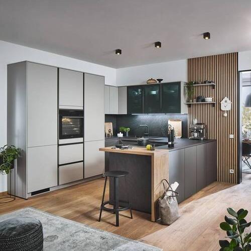 Einbauküche Ip3150 - Graubraun/Braun, Basics, Holzwerkstoff - Impuls