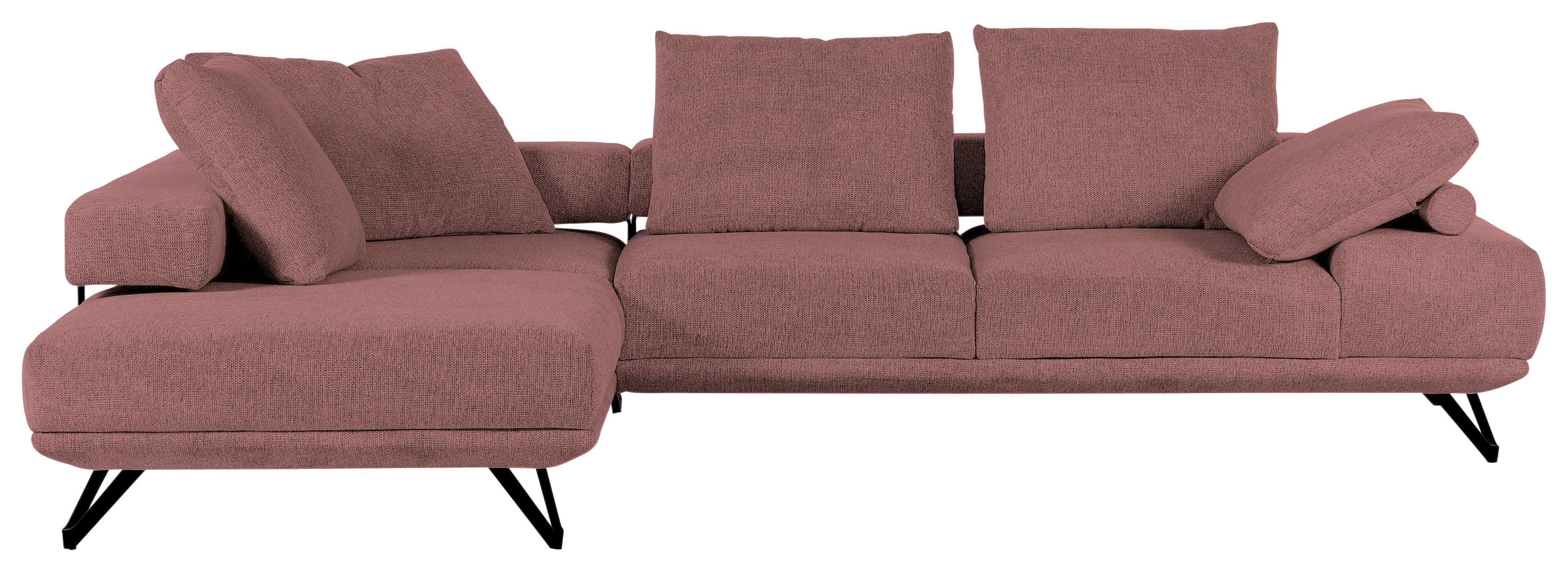 Ecksofa Bolzano - Schwarz/Altrosa, KONVENTIONELL, Textil (240/310cm) - MID.YOU