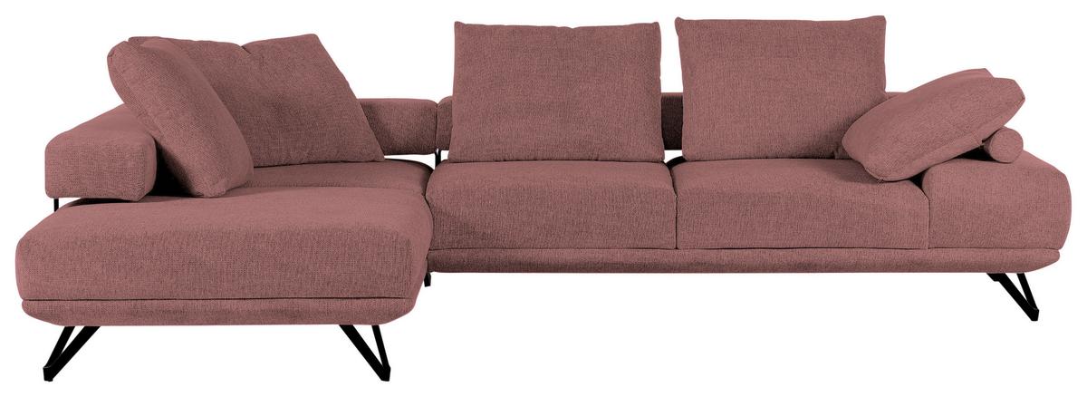 Ecksofa Bolzano - Schwarz/Altrosa, KONVENTIONELL, Textil (240/310cm) - MID.YOU