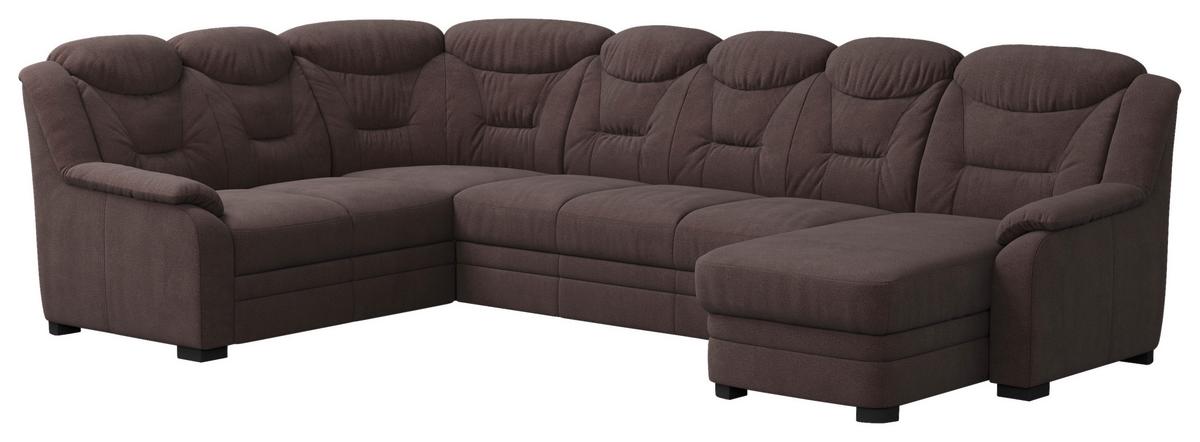 Wohnlandschaft Marcus Braun inkl. Bettkasten - Schwarz/Braun, Basics, Textil (211/330/162cm) - MID.YOU
