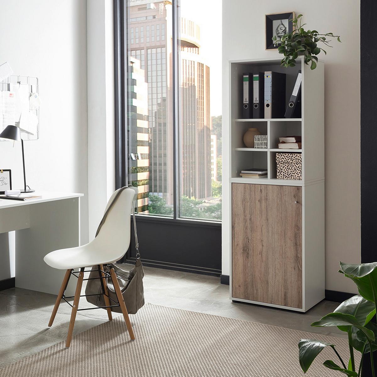 Aktenschrank Holzwerkstoff Weiß/wildeiche B: 50,9 Cm - Wildeiche/Weiß, MODERN, Holzwerkstoff (50,9/165,2/41cm) - MID.YOU