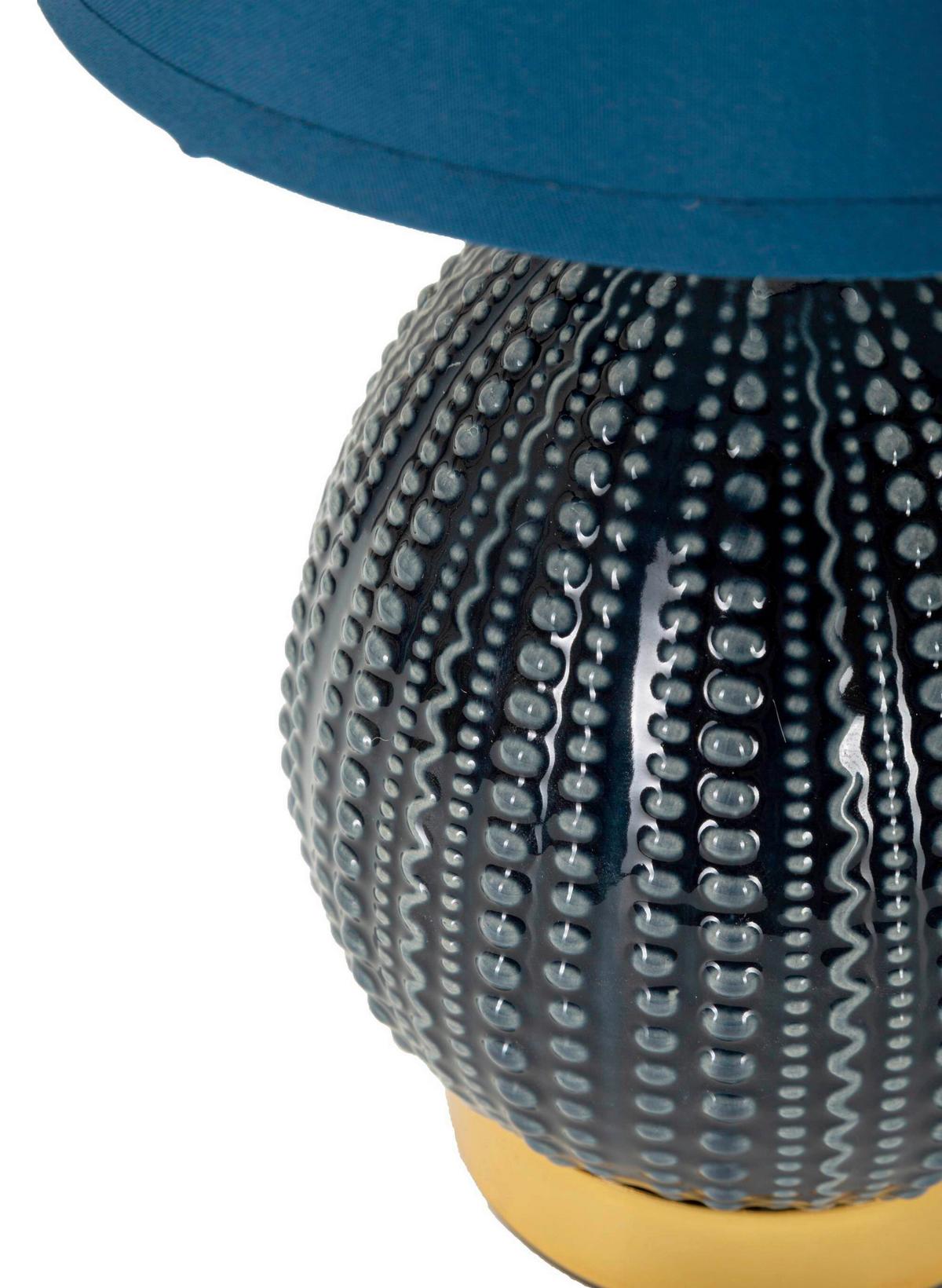 Tischleuchte Flavi Blau B: 15 cm - Blau, Basics, Keramik/Textil (15/30.5/15cm)