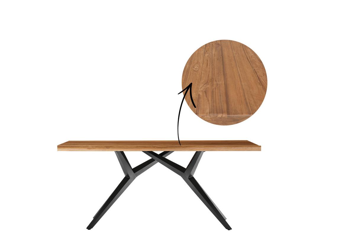 ESSTISCH Schwarz/Naurfarben L: 220cm - Schwarz/Naturfarben, MODERN, Holz/Metall (220/100/73cm) - MID.YOU