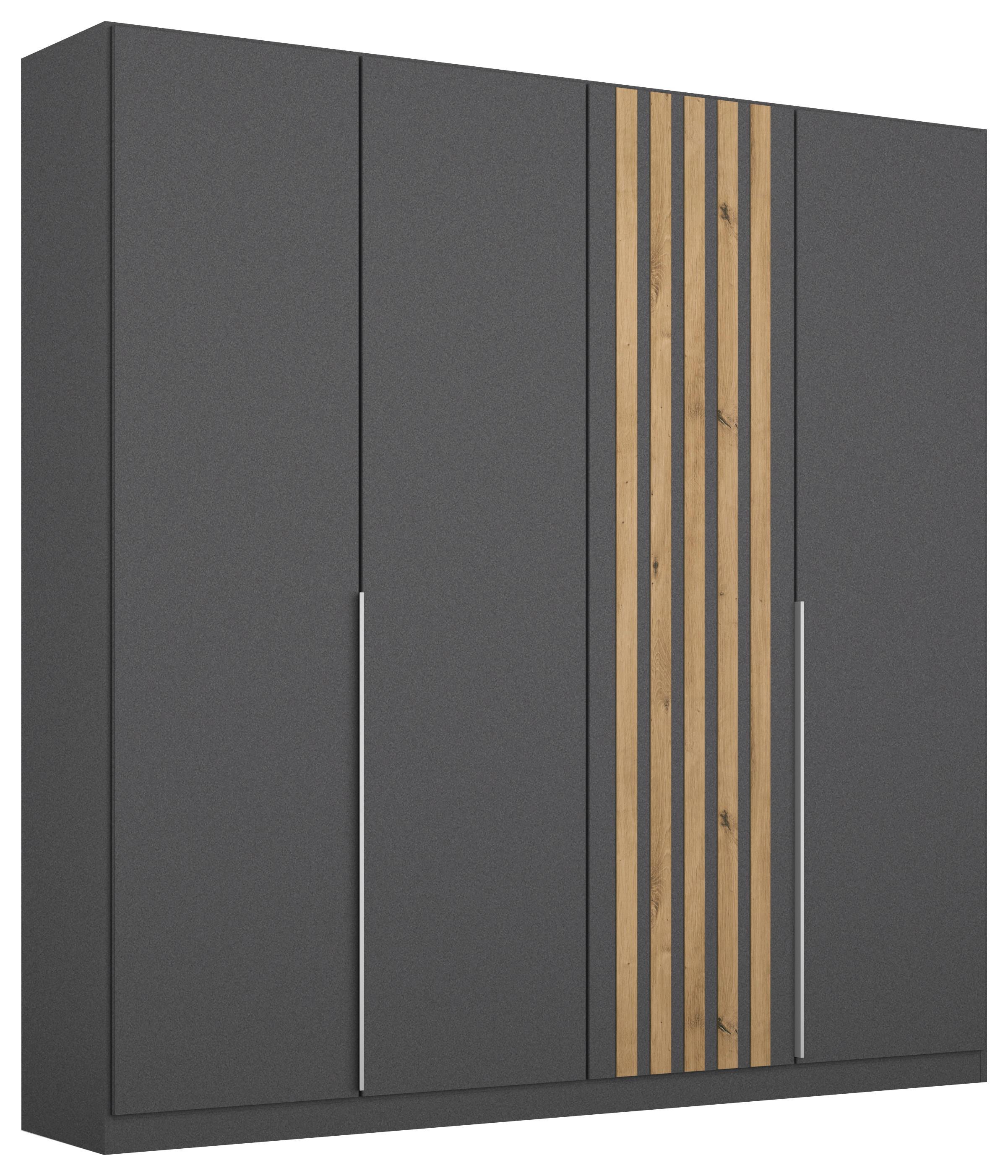 Drehtürenschrank 181 cm Lamella Grau/Eiche Dekor - Eiche Artisan/Grau, MODERN, Holzwerkstoff (181/210/54cm) - Rauch Möbel