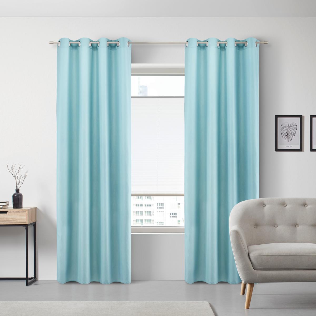 ZÁVĚS S OČKY ABBY, 140/235 cm - tyrkysová, Konvenční, textil (140/235cm) - Modern Living