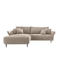 Ecksofa Vanilla Armteile Verstellbar Cappuccino  Cord - Schwarz/Cappuccino, Design, Textil (178/264-302cm) - Livetastic