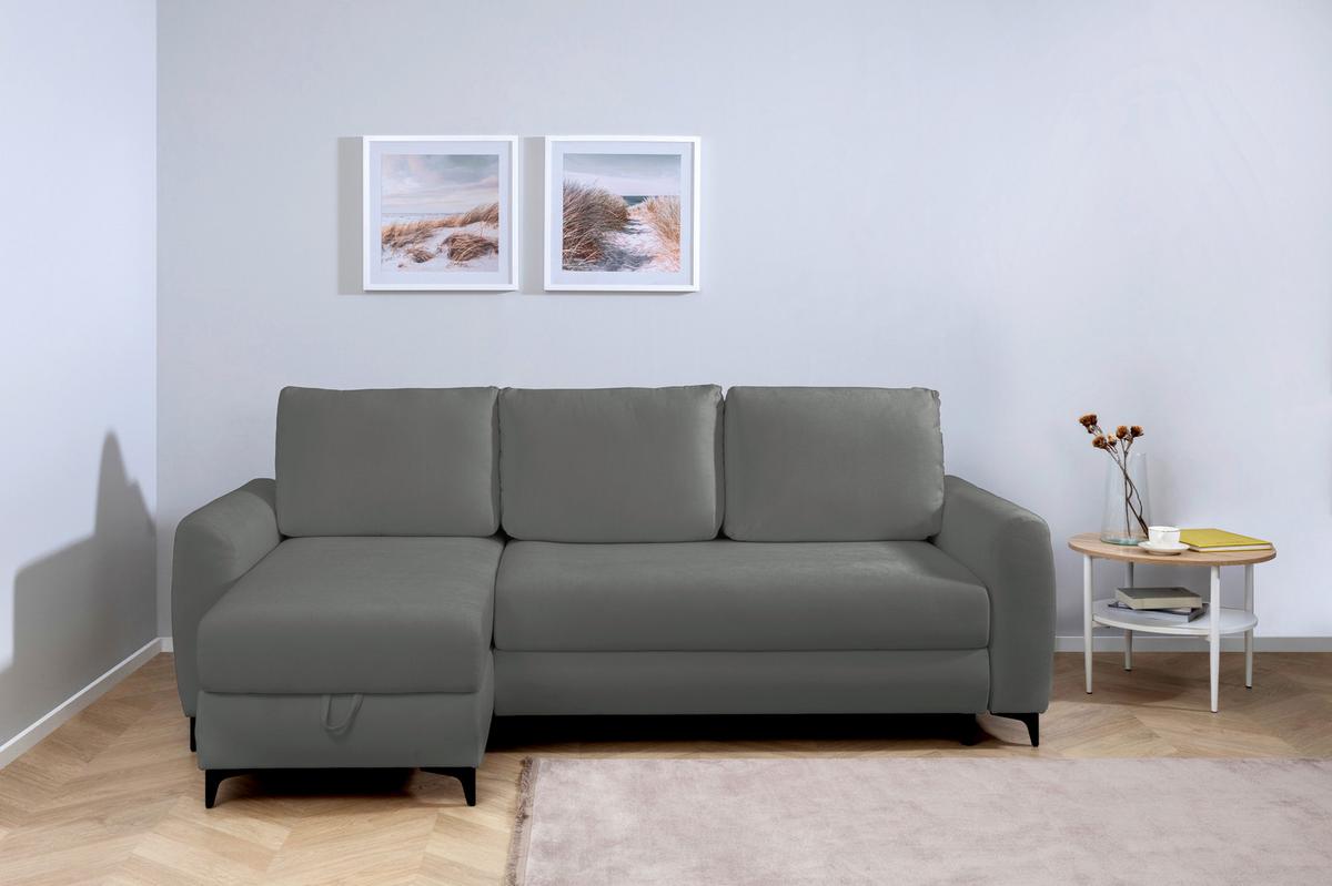Ecksofa Moli, Dunkelgrau S: 236x148 cm - Dunkelgrau/Schwarz, Design, Textil (236/148cm) - MID.YOU