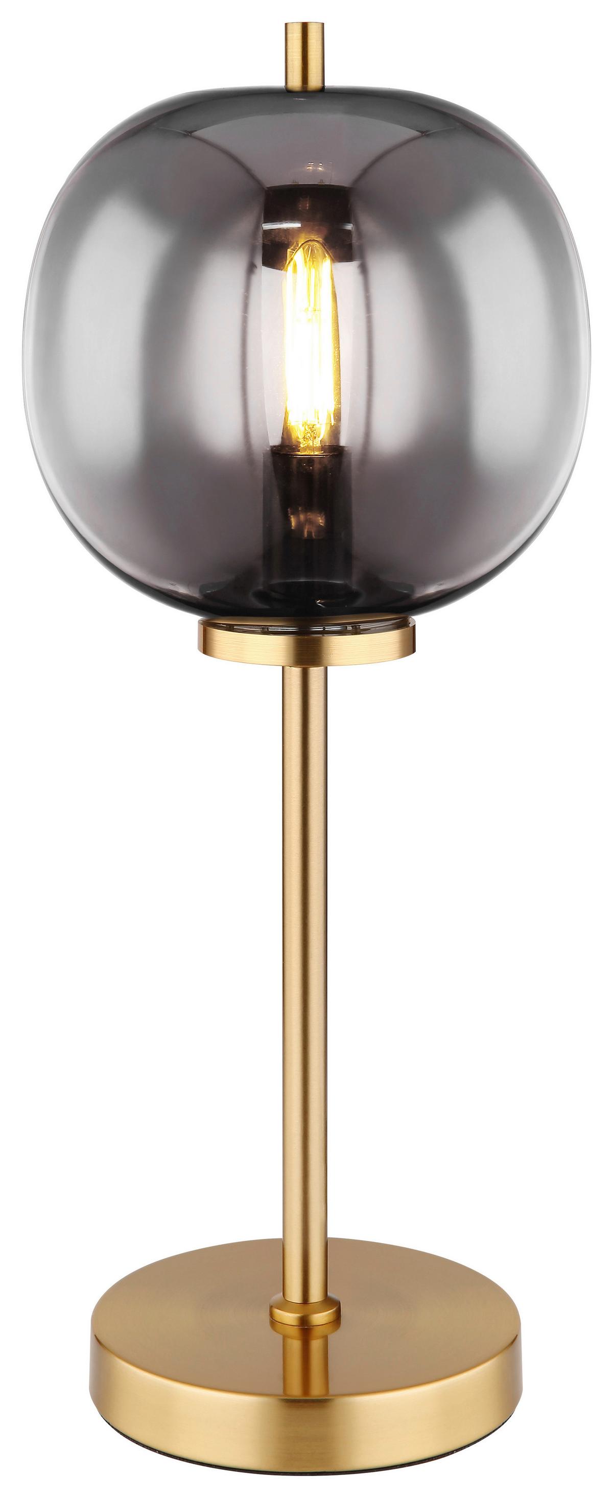 Tischlampe Blacky Grau/messing Rauchglas Mit Schalter - Messingfarben, Design, Glas/Metall (18,5/45cm) - Globo